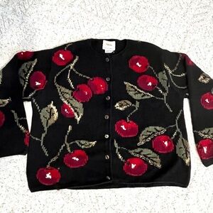 VTG Talbots Cherry Cardigan Sweater RARE